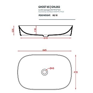 Раковина накладная Artceram Ghost 64,5 GHL002 12 00 giallo zinco*0 Giallo Zinco купить в интернет-магазине Sanbest