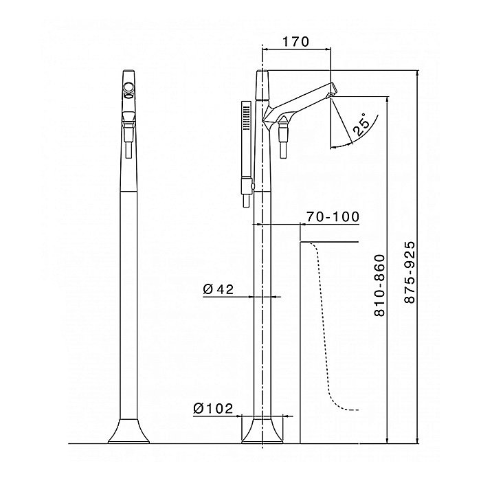 Смеситель для ванны Cisal VITA VI01420040 черный матовый купить в интернет-магазине сантехники Sanbest