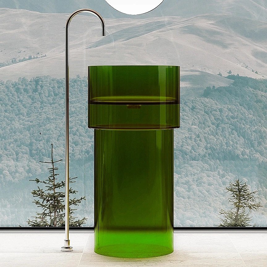 Раковина напольная ABBER Kristall AT2701Emerald зеленая прозрачная купить в интернет-магазине Sanbest