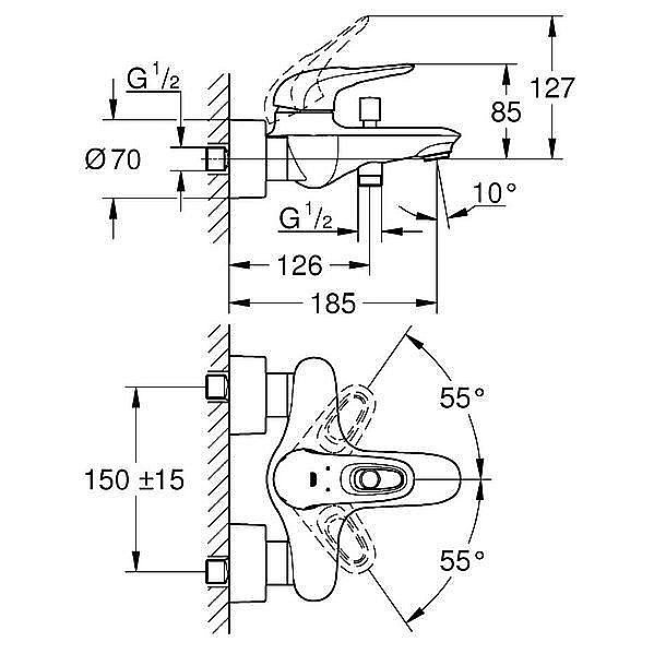 Смеситель для ванны Grohe Eurostyle New 33591LS3 белый купить в интернет-магазине сантехники Sanbest
