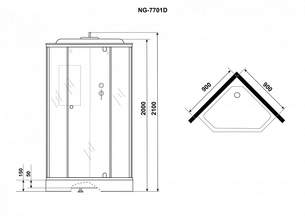 Душевая кабина Niagara Luxe NG-7701DM 90x90 купить в интернет-магазине Sanbest