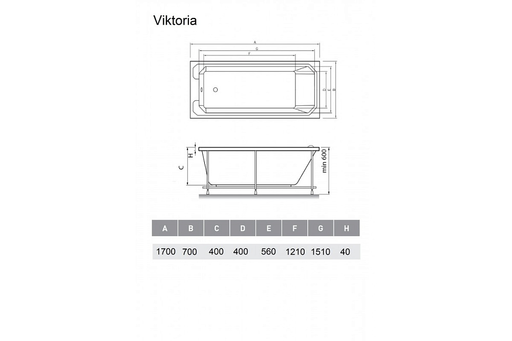 Ванна Relisan Viktoria 170x70 белая купить в интернет-магазине Sanbest