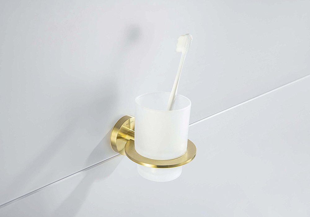 Стакан Aquatek Оберон AQ4204BG стекло матовое/золото шлифованное купить в интернет-магазине сантехники Sanbest