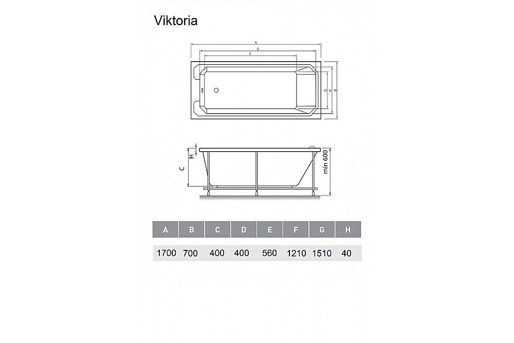 Ванна акриловая Relisan Viktoria Гл000026566 170x70 белая купить в интернет-магазине Sanbest