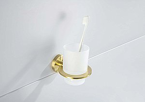 Стакан Aquatek Оберон AQ4204BG стекло матовое/золото шлифованное купить в интернет-магазине сантехники Sanbest