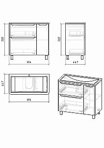 Тумба с раковиной напольная Grossman АДЕЛЬ 1010002 100 белая для ванной в интернет-магазине Sanbest