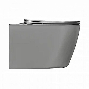 Унитаз подвесной BAS ROUND GREY безободковый, с крышкой микролифт, серый купить в интернет-магазине Sanbest