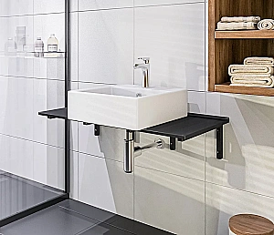 Столешница Good Door 80 г-образный кронштейн, черная глянцевая для ванной в интернет-магазине сантехники Sanbest