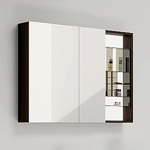 Зеркало со шкафом Black&White Universe 929.MС1000 темное дерево, с подсветкой в ванную от интернет-магазине сантехники Sanbest