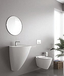 Унитаз подвесной Bien MINERAL MNKA052N1VP1W5000 белый, с крышкой микролифт, безободковый купить в интернет-магазине Sanbest