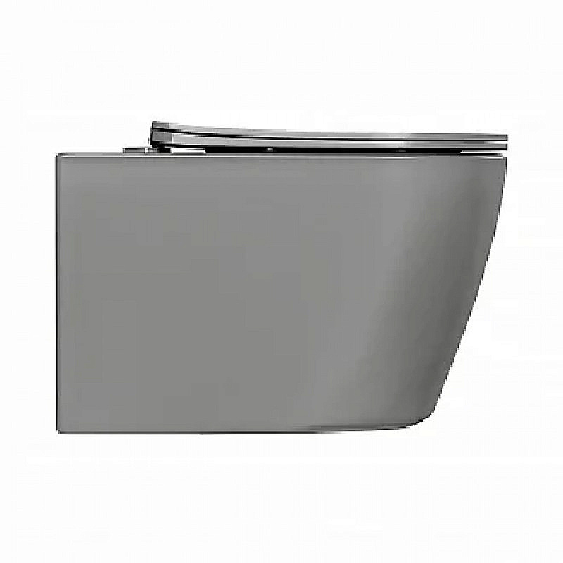 Унитаз подвесной BAS ROUND GREY безободковый, с крышкой микролифт, серый купить в интернет-магазине Sanbest