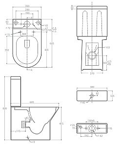 Унитаз напольный Hansmann keramik COMPACT УНИ0004 безободковый, с крышкой микролифт, с бачком купить в интернет-магазине Sanbest