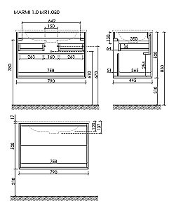 Тумба с раковиной Sancos Marmi 1.0 MR1.080EG дуб галифакс натуральный для ванной в интернет-магазине Sanbest