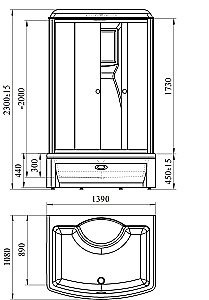 Душевая кабина Радомир Диана-2 139х108 г/м стекло матовое купить в интернет-магазине Sanbest
