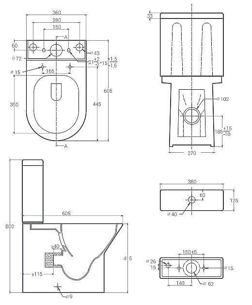 Унитаз напольный Hansmann keramik COMPACT УНИ0004 безободковый, с крышкой микролифт, с бачком купить в интернет-магазине Sanbest