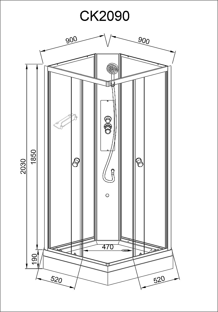 Душевая кабина AvaCan CK Серия CK2090N 90х90 без крыши купить в интернет-магазине Sanbest