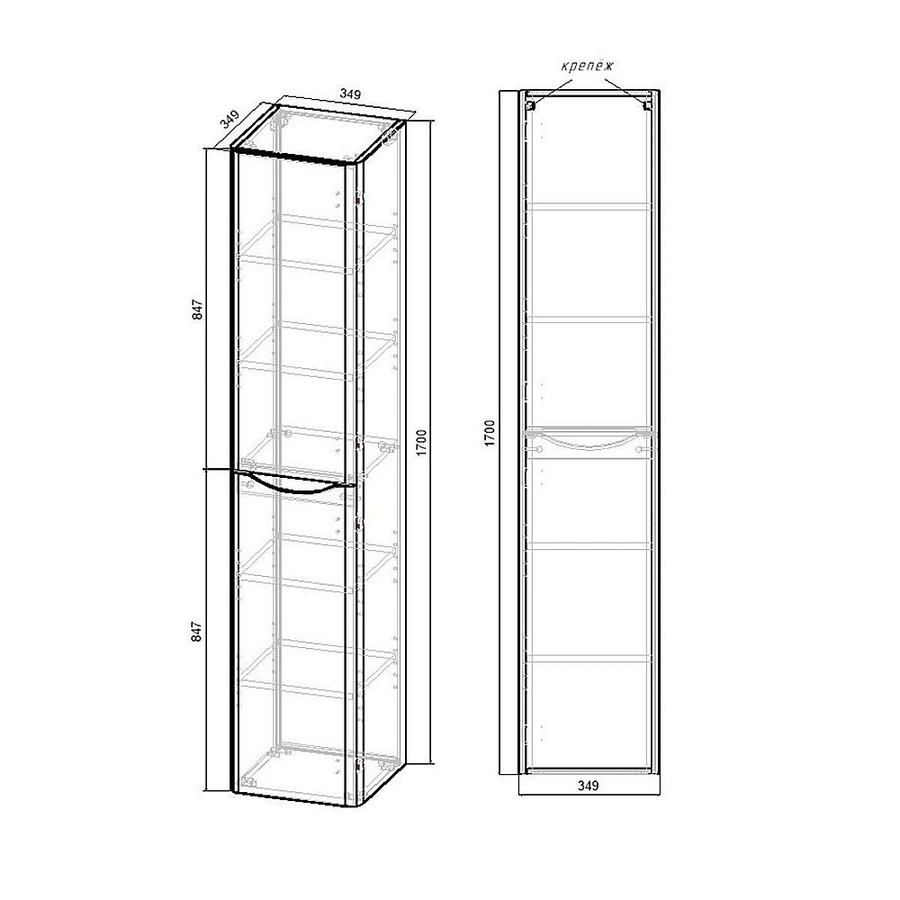 Шкаф-пенал Vincea Paola 35 серый для ванной в интернет-магазине сантехники Sanbest