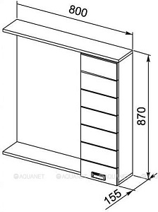 Зеркало со шкафом Aquanet Доминика 80 белое в ванную от интернет-магазине сантехники Sanbest