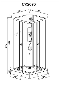 Душевая кабина AvaCan CK Серия CK2090N 90х90 без крыши купить в интернет-магазине Sanbest