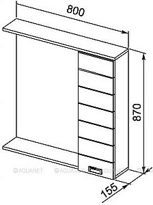 Зеркало со шкафом Aquanet Доминика 80 белое в ванную от интернет-магазине сантехники Sanbest
