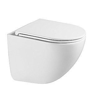 Унитаз подвесной ABBER Bequem AC1131TC-AC0105-AC0120MW белый/кнопка белая матовая, с крышкой микролифт, с инсталляцией, безободковый, слив-торнадо купить в интернет-магазине Sanbest