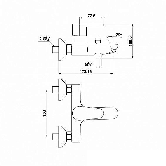 Смеситель для ванны Timo Supra 1414Y хром купить в интернет-магазине сантехники Sanbest