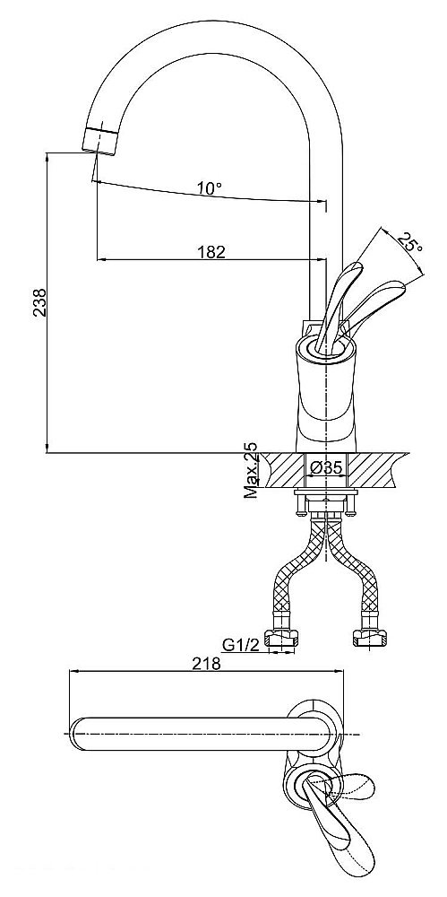 Смеситель для кухни D&K Venice Baciano DA1032441 купить в интернет-магазине сантехники Sanbest
