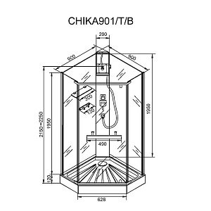 Душевая кабина CeruttiSpa CHIKA901B 90x90 купить в интернет-магазине Sanbest