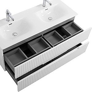 Тумба с раковиной Cezares DUET-N 120 DUET-N-1200-4C-SO-2-BL белая глянцевая для ванной в интернет-магазине Sanbest