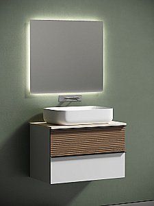 Тумба с раковиной Sancos DELTA 80 со столешницей, дуб светлый/белая для ванной в интернет-магазине Sanbest