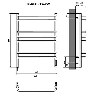 Полотенцесушитель Aquatek Пандора П7 50х70 AQ EL RPC0770CH хром купить в интернет-магазине сантехники Sanbest