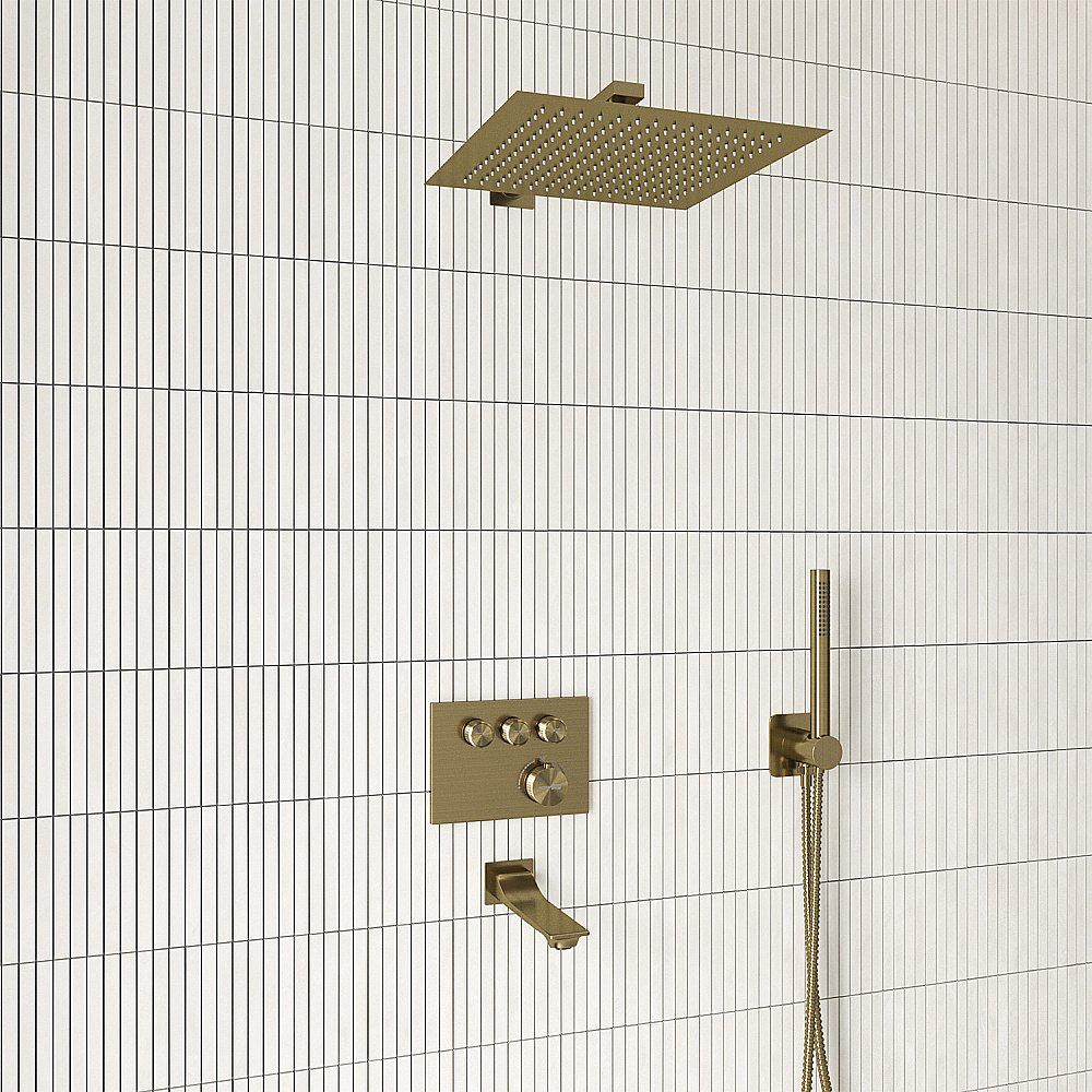 Душевая система WasserKraft Aisch A5558.180.198.285.194.286.174 Thermo матовое золото купить в интернет-магазине сантехники Sanbest