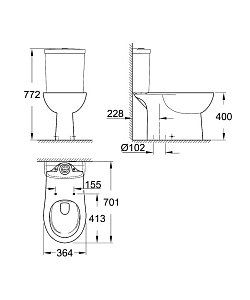 Унитаз Grohe Bau Ceramic 39429 437 боковая подводка купить в интернет-магазине Sanbest