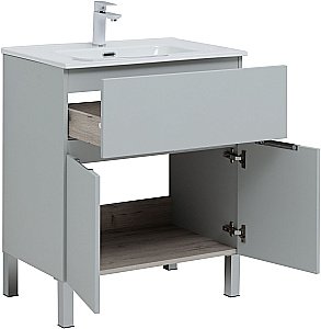 Тумба с раковиной Aquanet Алвита New 303899 70 серый для ванной в интернет-магазине Sanbest