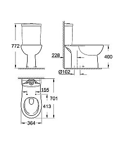 Унитаз Grohe Bau Ceramic 39429 437 безободковый, с бачком купить в интернет-магазине Sanbest