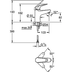 Смеситель для раковины GROHE Euroeco 32734001 хром купить в интернет-магазине сантехники Sanbest