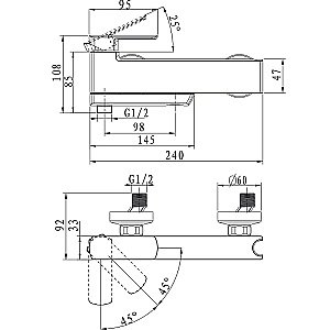 Смеситель для ванны Kaiser Saga 53022 купить в интернет-магазине сантехники Sanbest