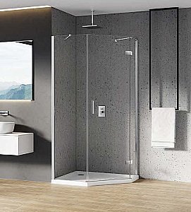 Душевой уголок NEW TRENDY NEW AZURA K-0563/K-0562 100x80 стекло прозрачное/профиль хром купить в интернет-магазине Sanbest