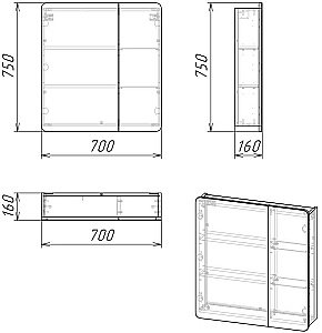 Зеркальный шкаф Grossman Талис 207006 70 бетон пайн купить в интернет-магазине сантехники Sanbest