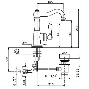 Смеситель для раковины Nicolazzi Petit Mont Blanc 3452BZ76C бронза купить в интернет-магазине сантехники Sanbest