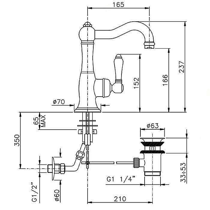 Смеситель для раковины Nicolazzi Petit Mont Blanc 3452BZ76C бронза купить в интернет-магазине сантехники Sanbest