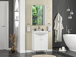 Тумба с раковиной Misty Изео - 60 Э-Изе01060-021Н белая для ванной в интернет-магазине Sanbest