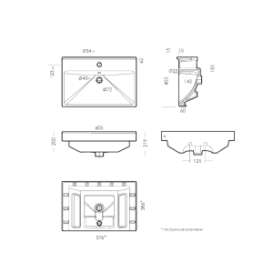 Раковина Sanita luxe Fest 60 FST60SLWB01 белая купить в интернет-магазине Sanbest