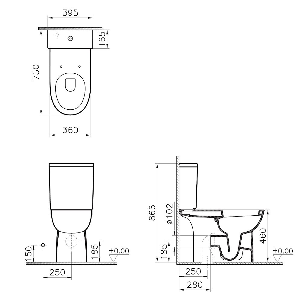 Унитаз Vitra CONFORMA 9832B003-7204 с бачком, с крышкой, белый купить в интернет-магазине Sanbest