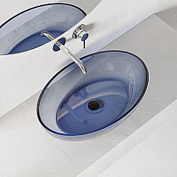 Раковина накладная прозрачная ABBER Kristall AT2801Saphir синяя купить в интернет-магазине Sanbest