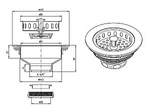 Донный клапан для кухонной мойки Rav-Slezak MD0819SM бронза купить в интернет-магазине сантехники Sanbest