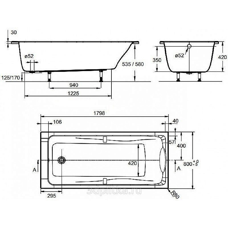 Ванна Jacob Delafon ODEON UP PLUS 180х80 купить в интернет-магазине Sanbest