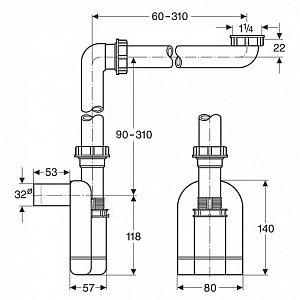 Сифон для раковины Laufen Universal 8.9424.0.000.000.1 купить в интернет-магазине сантехники Sanbest