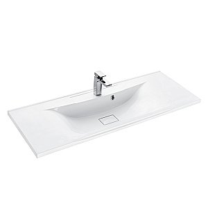 Тумба с раковиной Акватон Диор 120 белая глянцевая для ванной в интернет-магазине Sanbest