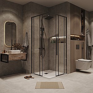 Душевой уголок Grossman Galaxy 300.K33.01.1010.42.00 100x100 стекло прозрачное/профиль графит сатин купить в интернет-магазине Sanbest